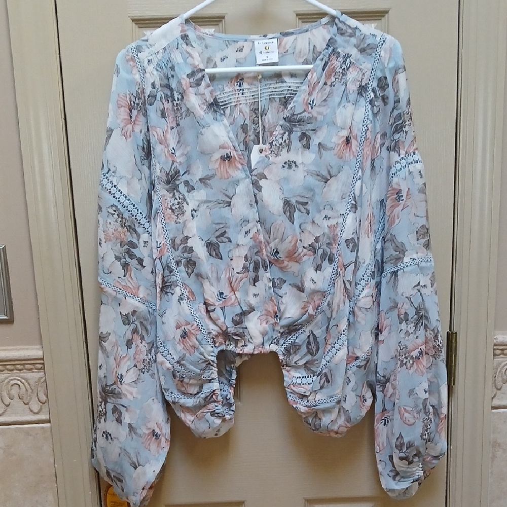 By Together Floral Blouse with Lace Accents